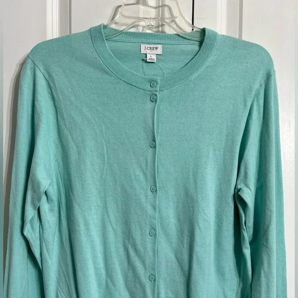 J. Crew Green Long Sleeves Cardigan Sweater Classic Knit Size L - Picture 6 of 10